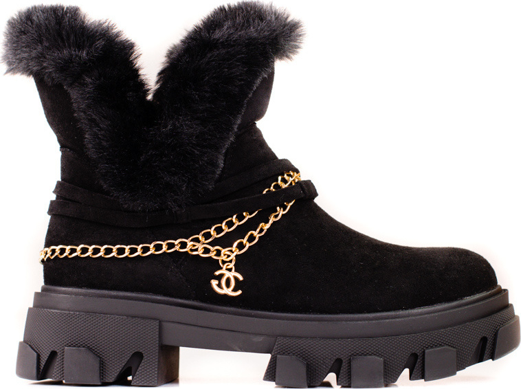 Čierne semišové členkové topánky na platforme A9702N-B Veľkosť: 36