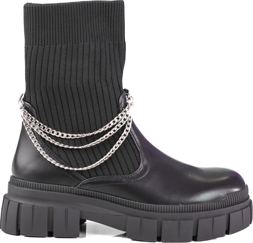 Čierne dámske workery s ponožkovým zvrškom Shelovet D7889B Veľkosť: 37