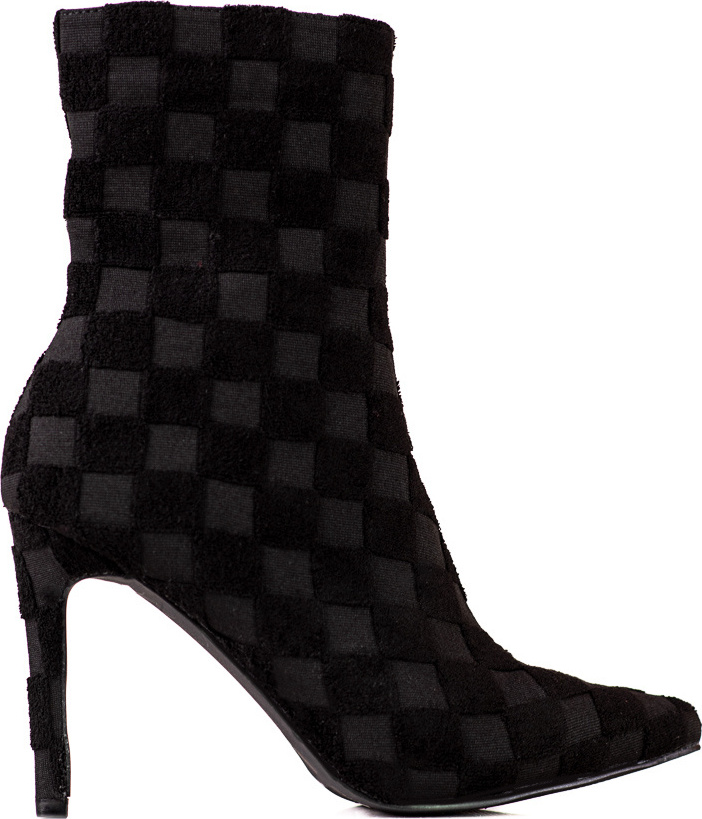 Vysoké čierne dámske členkové topánky na tenkom podpätku LII-185-1B Veľkosť: 39