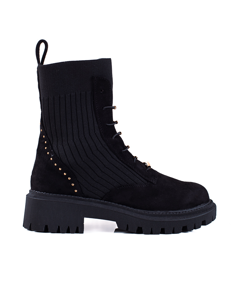 Čierne semišové workery na viazanie A7201B Veľkosť: 39