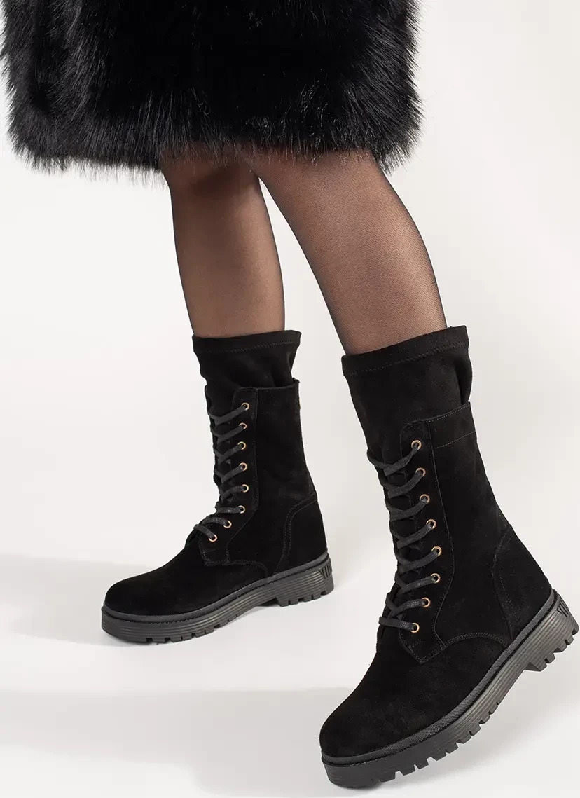 ČIERNE VYSOKÉ WORKERY Z KOŽE 47C0547B Veľkosť: 36