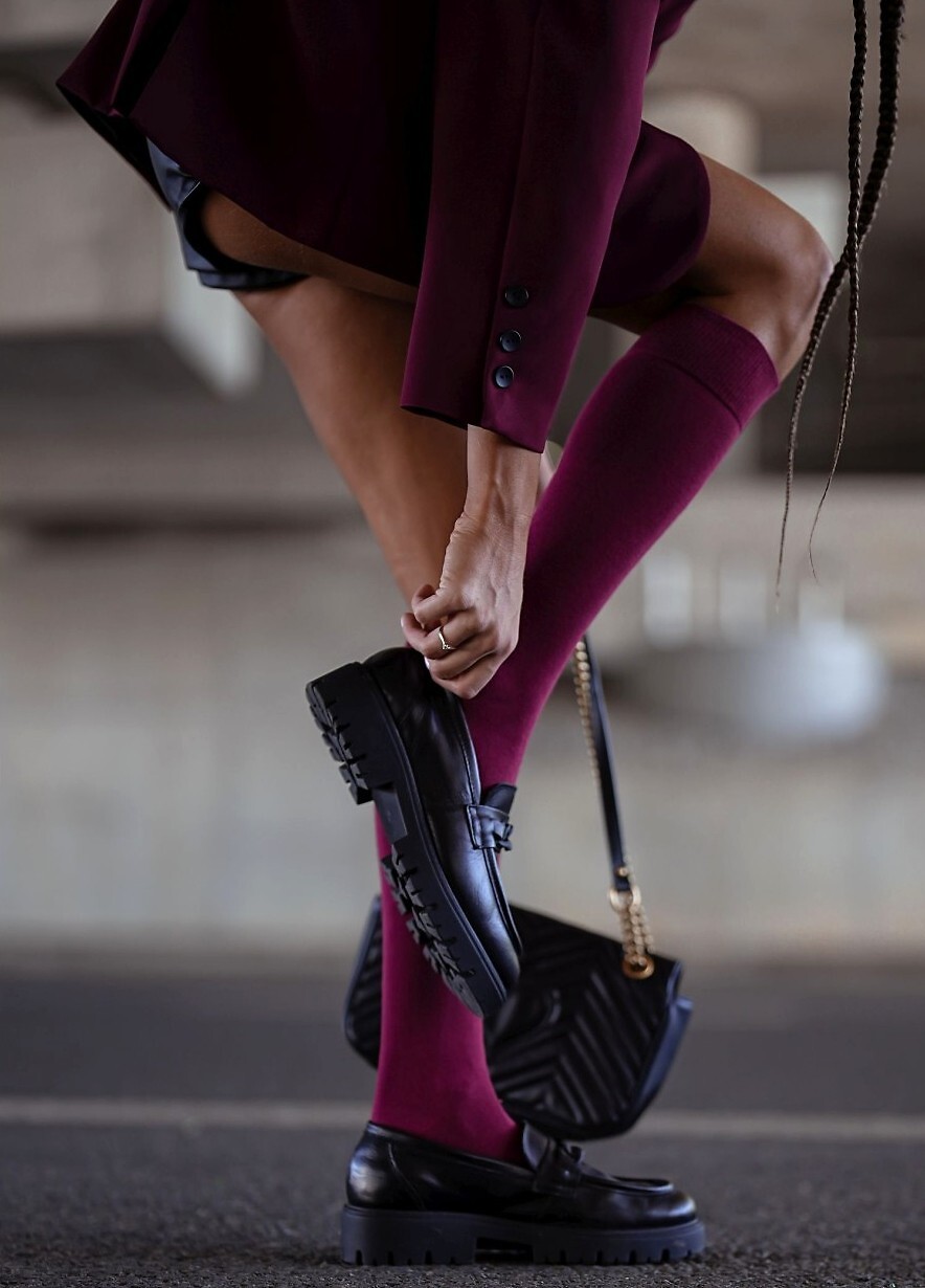 Podkolienky Milena Glad 0248-001 37-41 Veľkosť: 37-41, Barva: Vínová