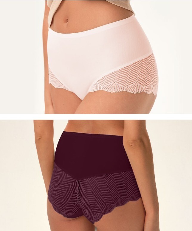 Sada 2 čipkových bezšvových brazíliek Henderson Ladies Passy 41947 Passy A'2 M-2XL Veľkosť: 2XL, Barva: vínovo-marhuľová