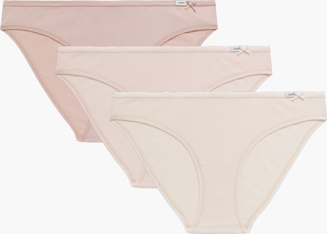Sada 3 nohavičiek Atlantic 3CLP-001 bikini A'3 S-XL Veľkosť: XL, Barva: púdrová/béžová/ecru