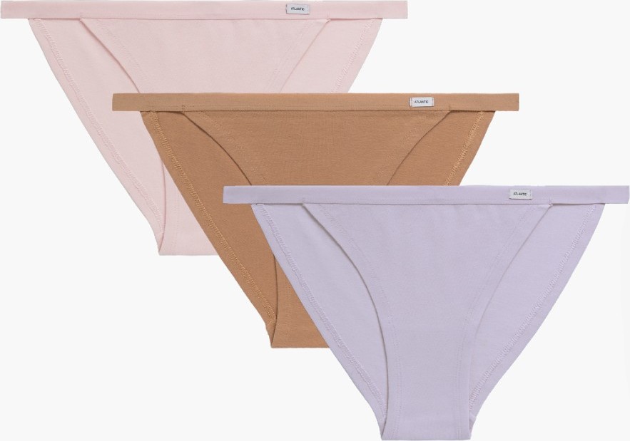 Sada 3 nohavičiek Atlantic - púdrová/camel/ľavanduľová 3LP-216 A'3 Tangá S-XL Veľkosť: XL