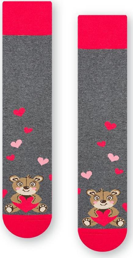 Sivé pánske ponožky s medvedíkom Art.136 KM114, GRAY MELANGE Veľkosť: 44/46