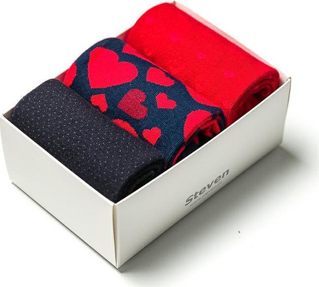 Modro-červený darčekový set troch párov ponožiek Art.133 BOXM006, Veľkosť: 39/42