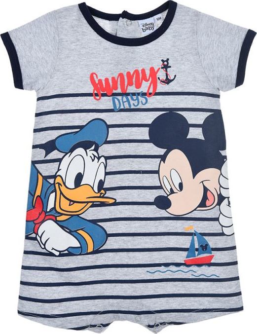 Sivé pruhované chlapčenské body Disney Baby Mickey Mouse Veľkosť: 86