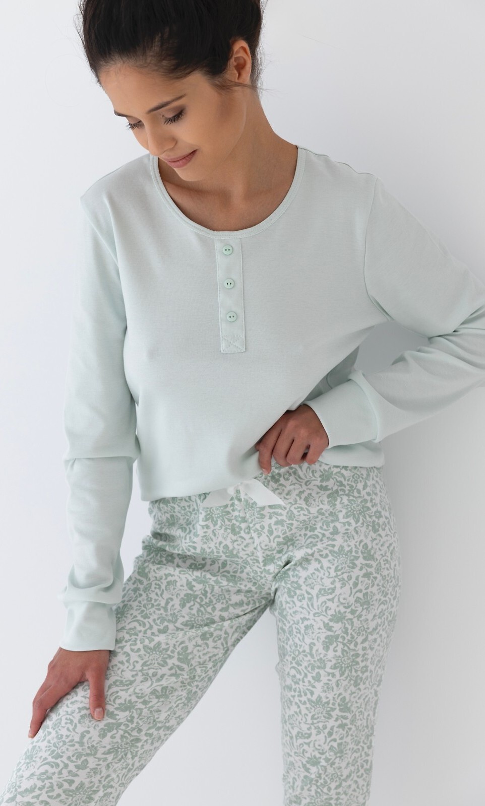 Mintové dlhé pyžamo Sensis Olive Interlock dł/r S-XL Veľkosť: S