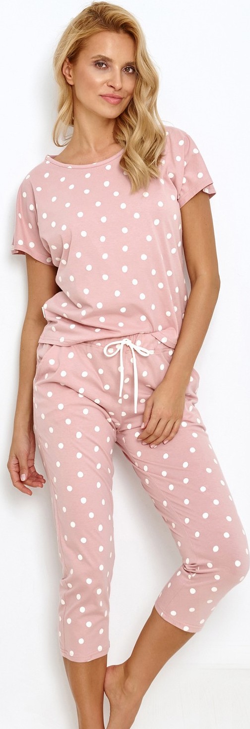 Trojštvrťové pyžamo s bodkami Taro Chloe 2860 Kr/r S-XL L24 Veľkosť: XL, Barva: púdrová