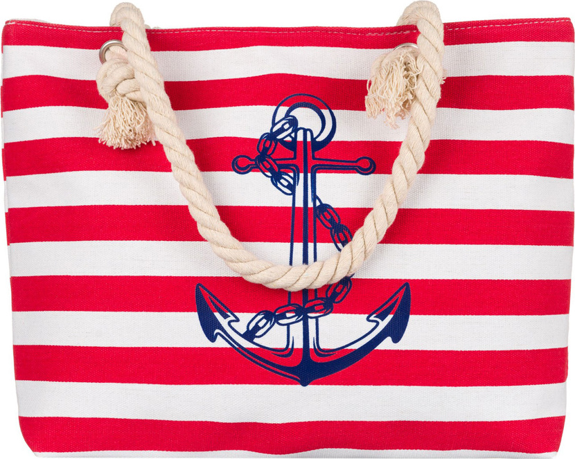 Červeno-biela dámska pruhovaná plážová taška 304 Veľkosť: ONE SIZE