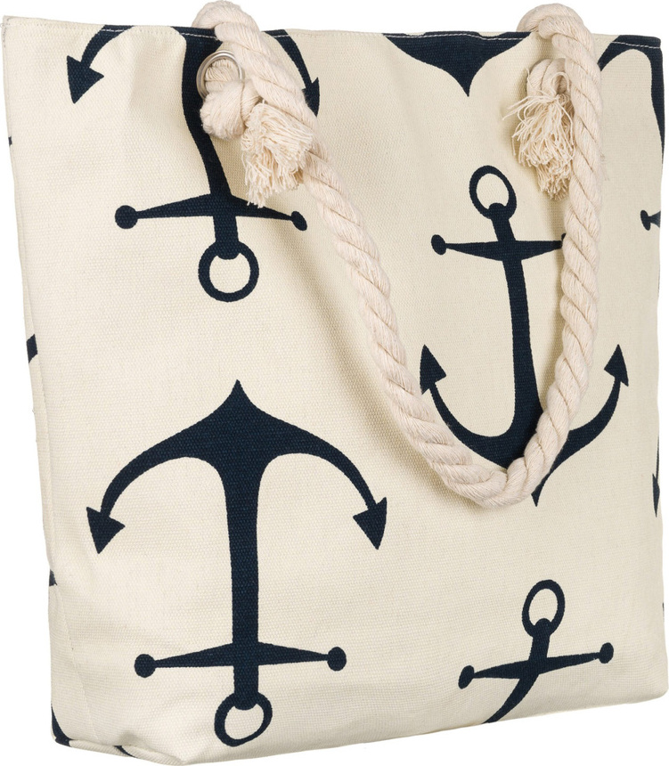 Béžová plážová taška s kotvami FB01-KOTWICE Veľkosť: ONE SIZE