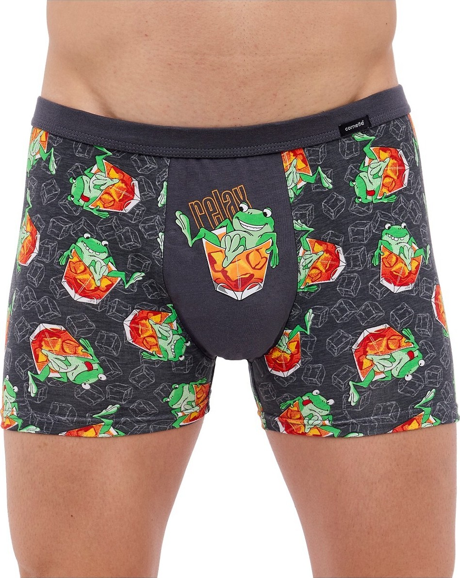 Sivé boxerky Cornette Tattoo Relax 280/233 Relax S-2XL Veľkosť: 2XL, Barva: Grafitová