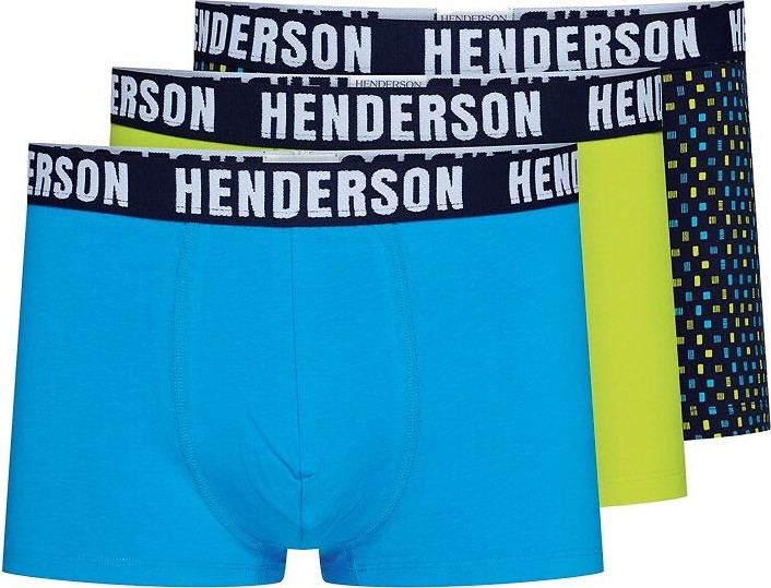 Sada 3 boxeriek Henderson - modrá/limetková/vzor 41929 Jet A'3 Veľkosť: 2XL, Barva: farebná