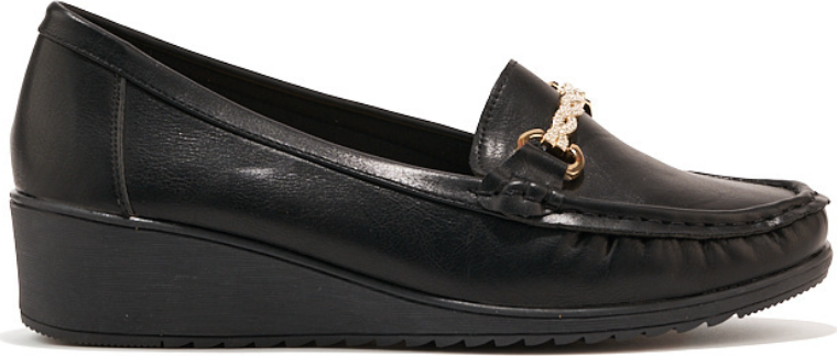 Čierne dámske mokasíny na kline JU066B Veľkosť: 36