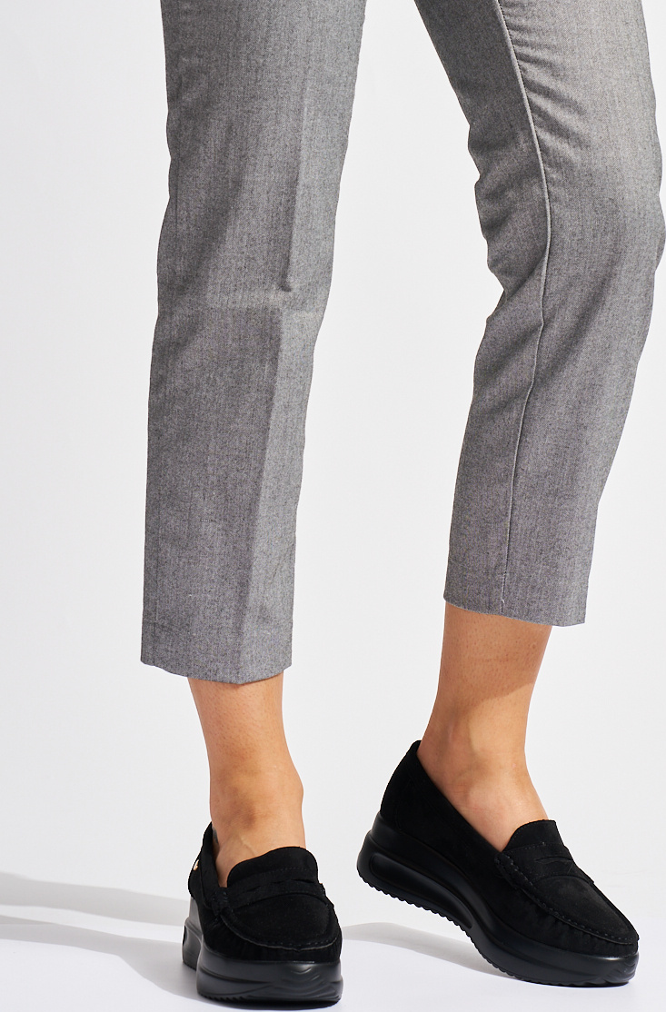 Semišové čierne mokasíny na hrubej platforme GD-FL704B/MIC Veľkosť: 37