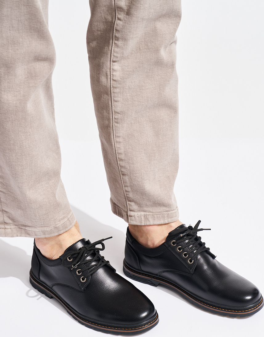 Čierne pánske poltopánky so šnurovábím S7276-0AB-M Veľkosť: 42