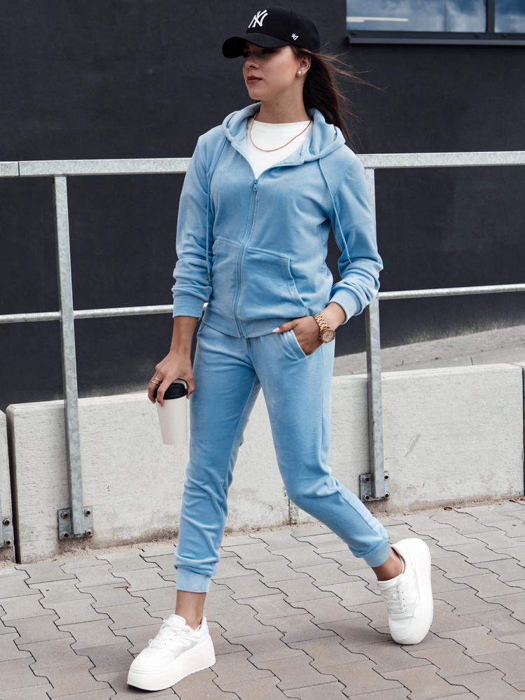 Svetlomodrá velúrová tepláková súprava VELCOMFY AY1078 Veľkosť: XL