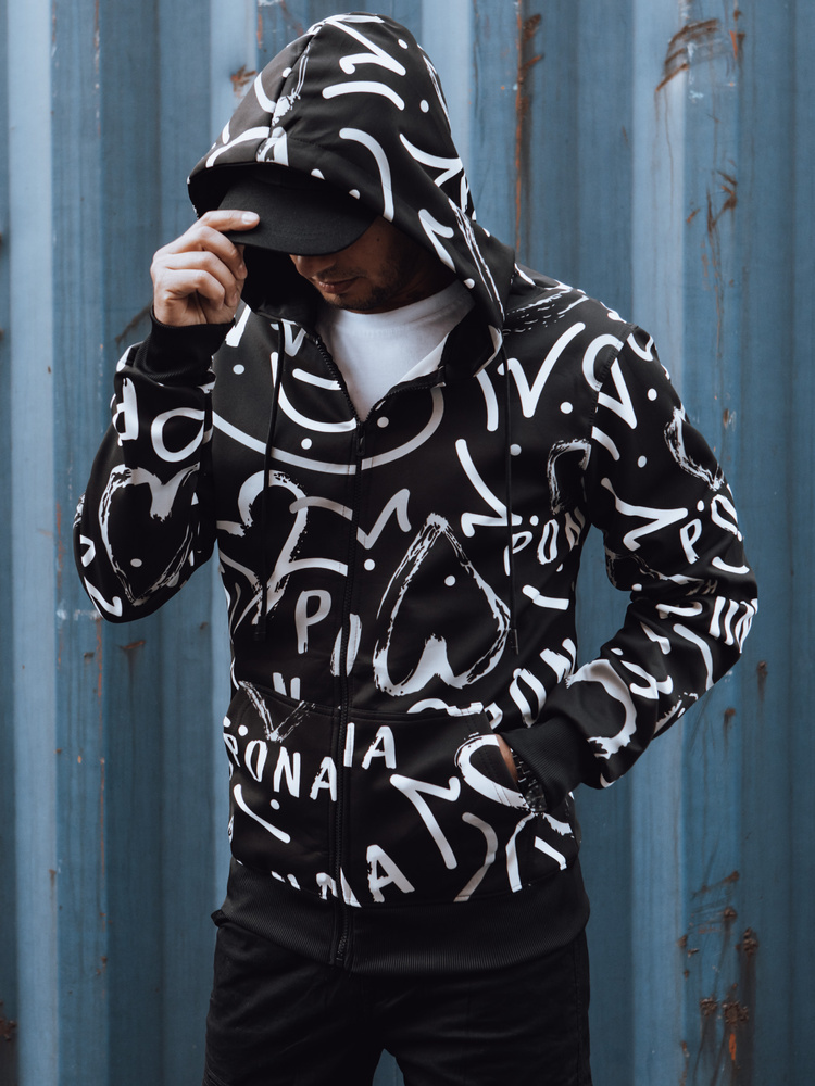 Čierna mikina na zips s celoplošnou potlačou BX5809 Veľkosť: M