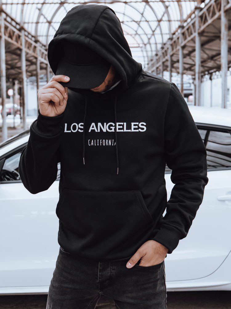 Čierna mikina s nápisom LOS ANGELS BX5832 Veľkosť: 2XL