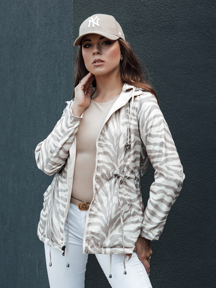 Béžovo-biela zebrovaná obojstranná parka CORMIS TY4420 Veľkosť: XL