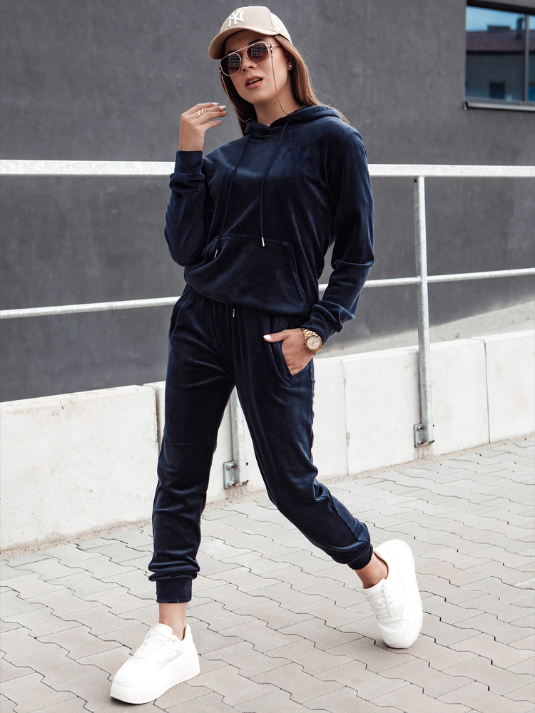 Tmavomodrá velúrová tepláková súprava RELAX FIT AY1068 Veľkosť: XL