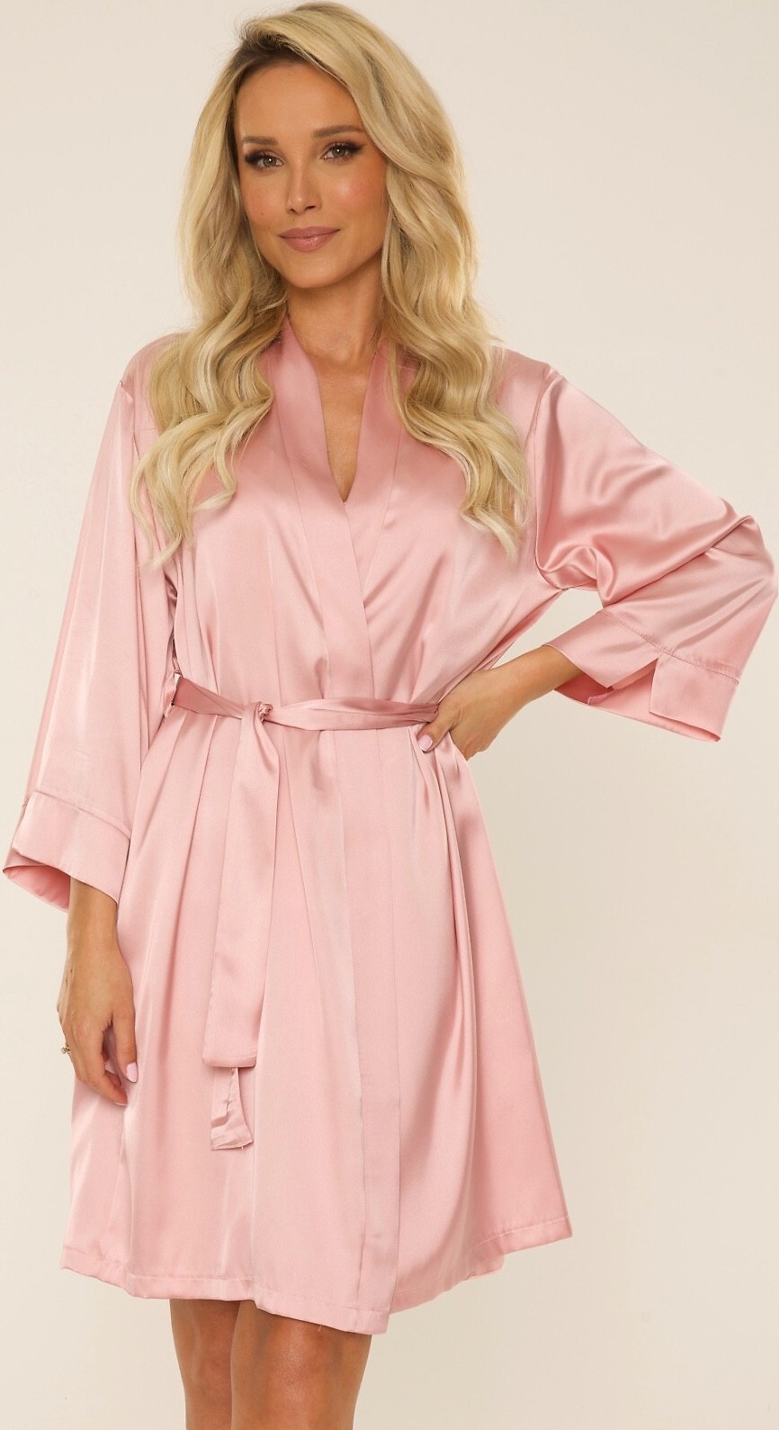 Luxusný lesklý župan De Lafense Cordelia 757 Kr/r S-2XL Veľkosť: 2XL, Barva: ružová