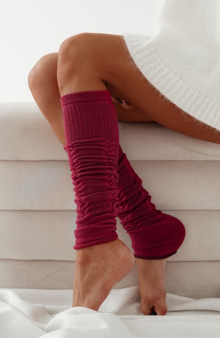 Pletené návleky Milena Calioppe 0705-001 Veľkosť: 37-41, Barva: Vínová