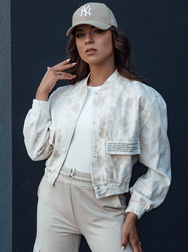 Béžová bomber krátka prechodná bunda SERRO TY4478 Veľkosť: S