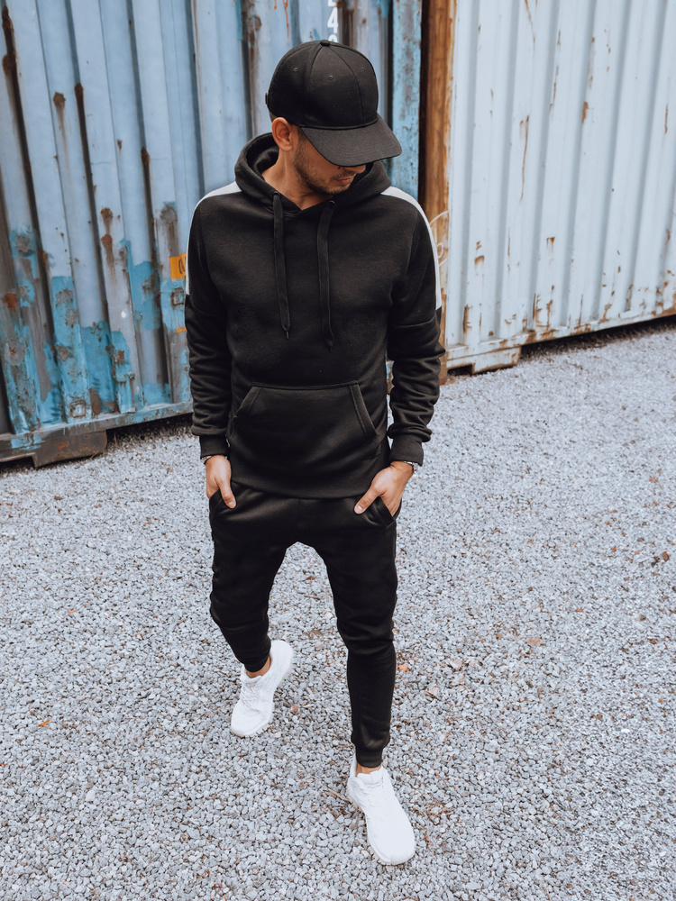 Čierna pánska tepláková súprava s bielym pruhom AX0783 Veľkosť: 2XL