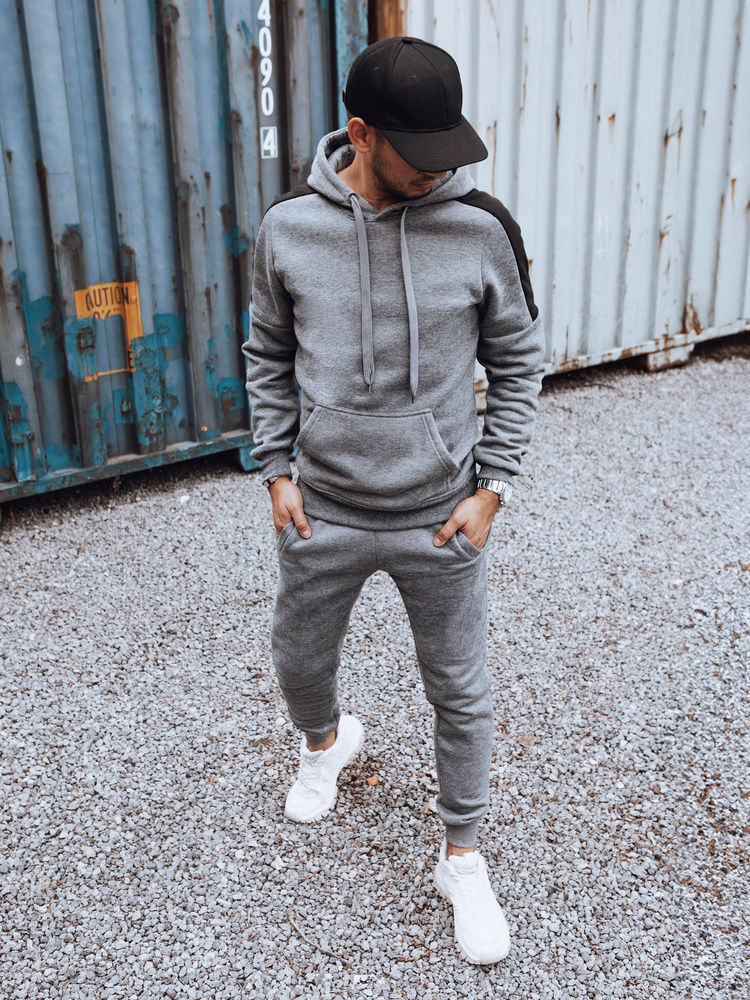 Sivá tepláková súprava s čiernym pruhom AX0784 Veľkosť: XL