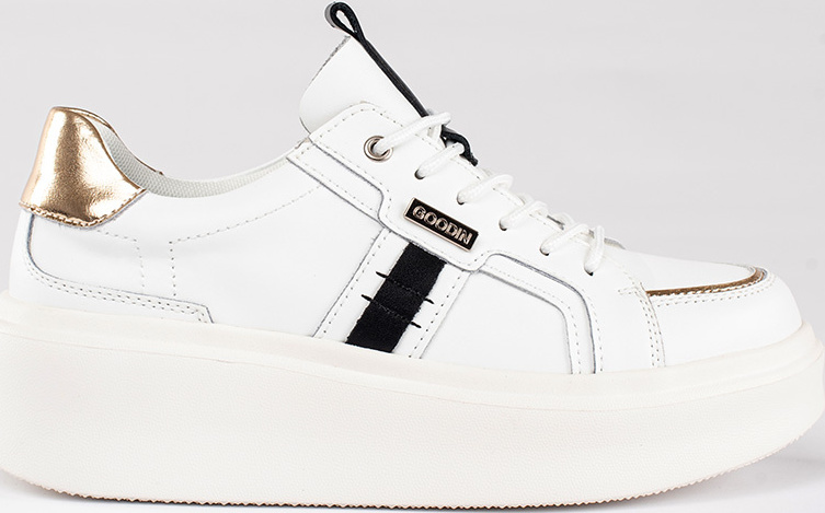 Kožené biele sneakersy na platforme GD-XF-134W Veľkosť: 36