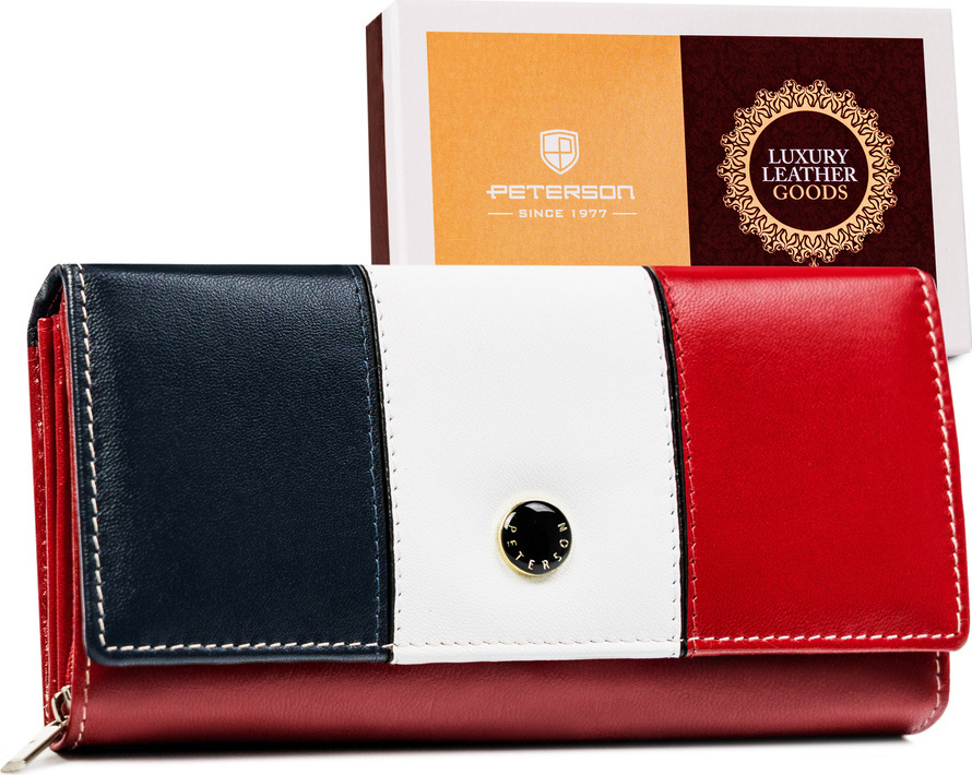 Peterson Veľká červeno-biela-tmavomodrá peňaženka Y331 [DH] PTN RD-12-GCL-S Veľkosť: ONE SIZE