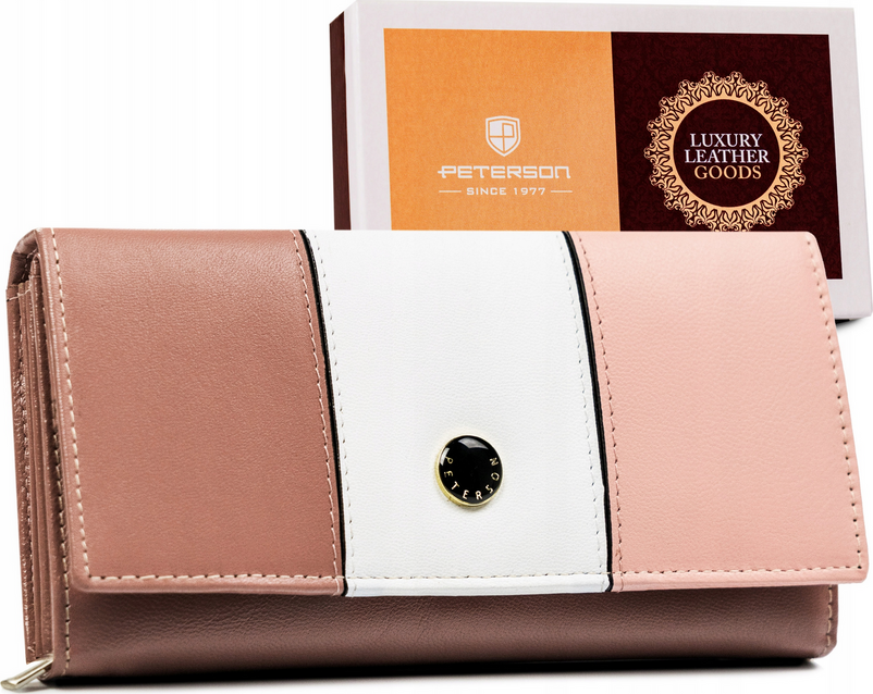 Peterson Veľká bielo-ružová peňaženka Y330 [DH] PTN RD-12-GCL-S Veľkosť: ONE SIZE