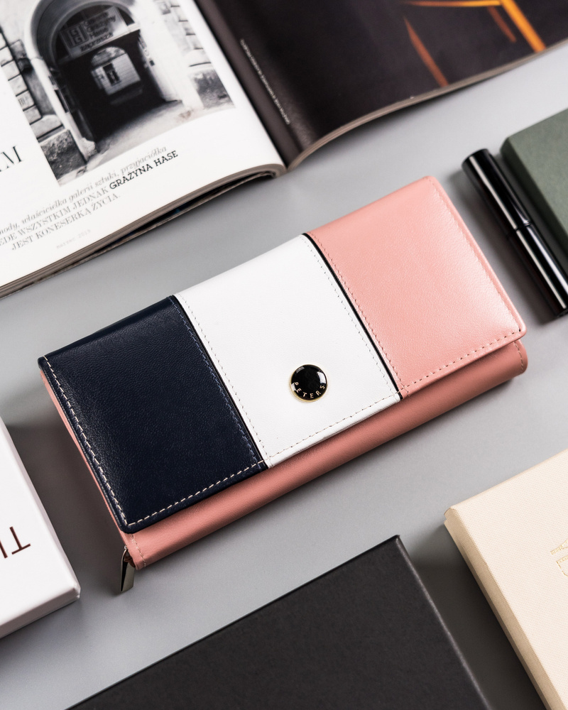 Peterson Veľká bielo-ružovo-tmavomodrá peňaženka Y327 [DH] PTN RD-12-GCL-S Veľkosť: ONE SIZE