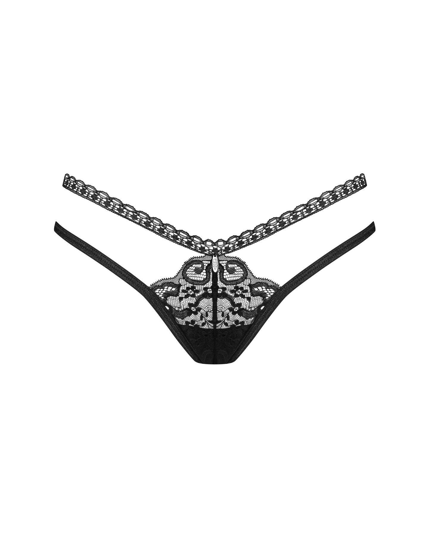 Čierne tangá z čipky Obsessive Blomentis Veľkosť: M/L