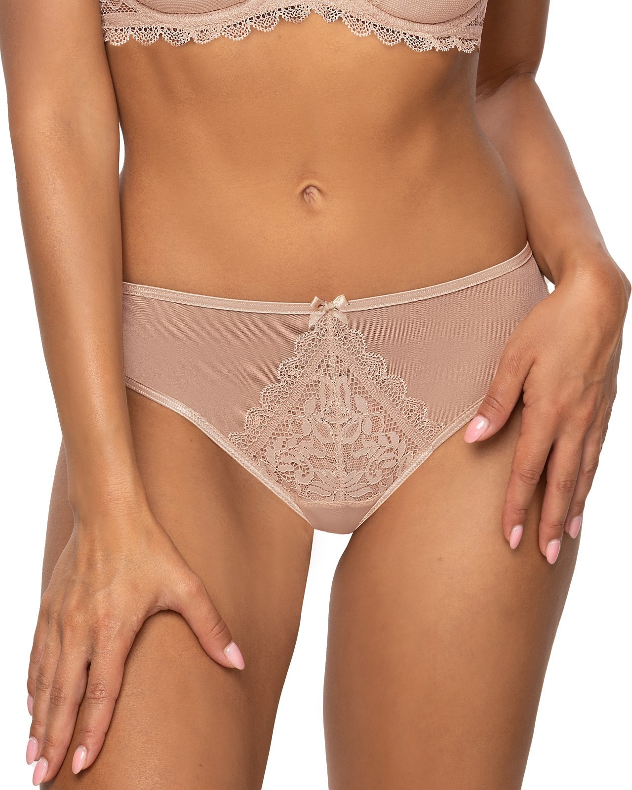 Béžové čipkové tangá Mat Estelle Mat S-0198/4 Estelle S-XL Veľkosť: 36