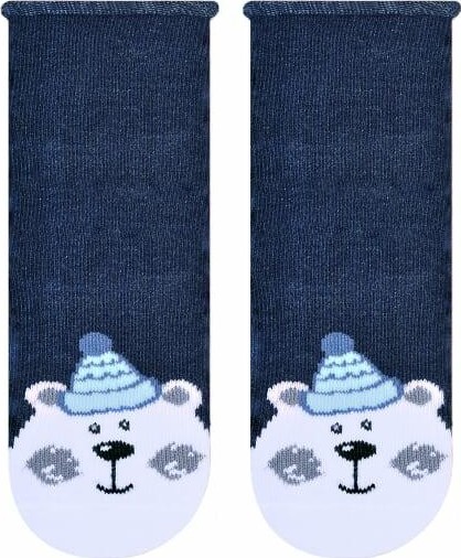 Tmavomodré ponožky pre deti - zimný motív Art.138 KS127, DENIM Veľkosť: 11/13