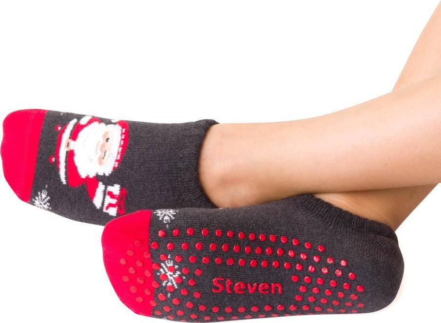 Tmavosivé detské vianočné ponožky so Santom Art.134 XG068, GRAPHITE ABS Veľkosť: 32/34