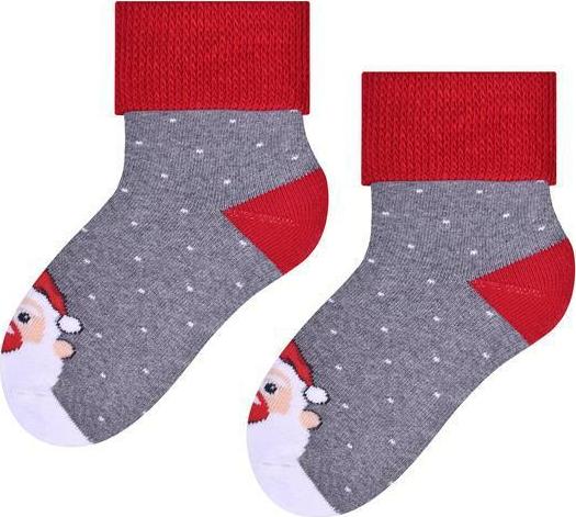 Sivé detské vianočné ponožky so Santom Art.154 IW001, GRAY MELANGE Veľkosť: 20/22