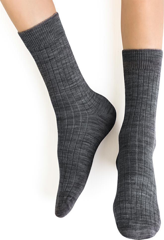 Tmavosivé detské nekompresné ponožky z merino vlny Art.130 MC025, GRAY MELANGE - PRESSURE FREE Veľkosť: 20/22