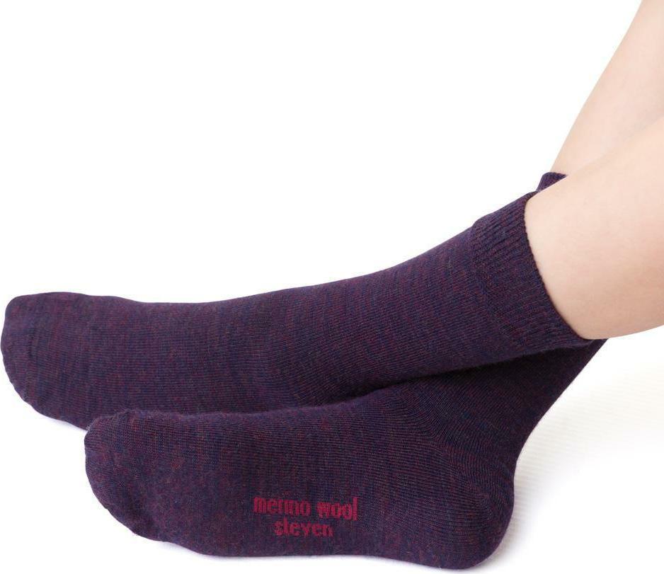 Tmavofialové detské nekompresné merino ponožky Art.130 MD022, BEIGE MELANGE - PRESSURE FREE Veľkosť: 26/28