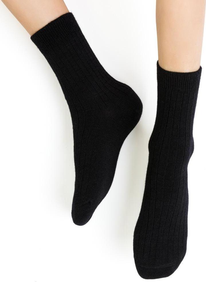 Čierne detské nekompresné merino ponožky Art.130 GE020, BLACK - PRESSURE FREE Veľkosť: 32/34