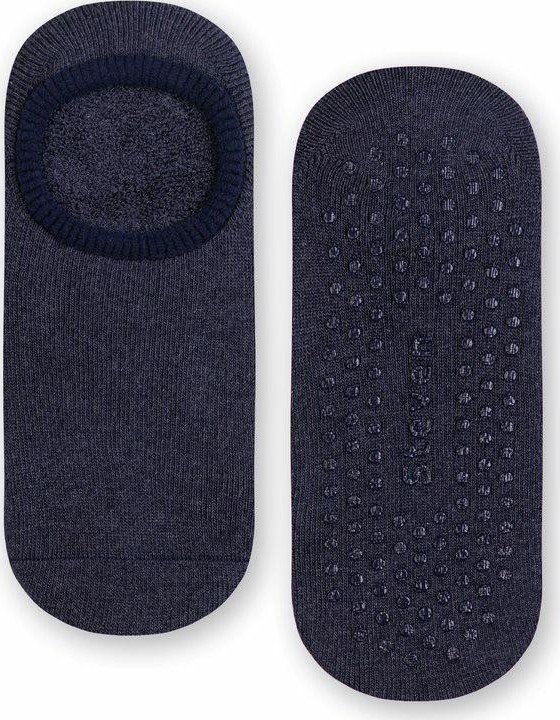 Tmavomodré protišmykové nízke ponožky pre deti Art.134 XG011, DENIM MELANGE ABS Veľkosť: 29/31