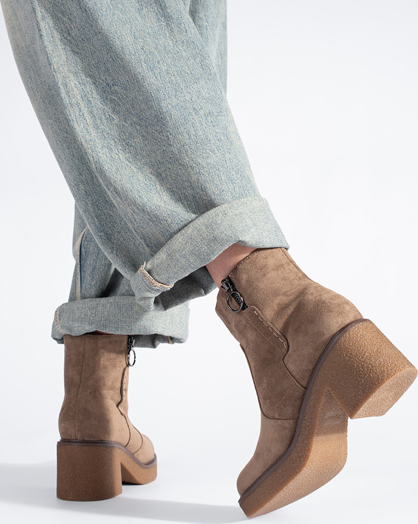 Béžové semišové členkové topánky na stĺpiku Sergio Leone TR926COF Veľkosť: 37