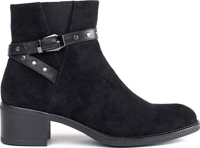 Čierne semišové členkové topánky na nízkom podpätku Sergio Leone BT615B/MIC Veľkosť: 36