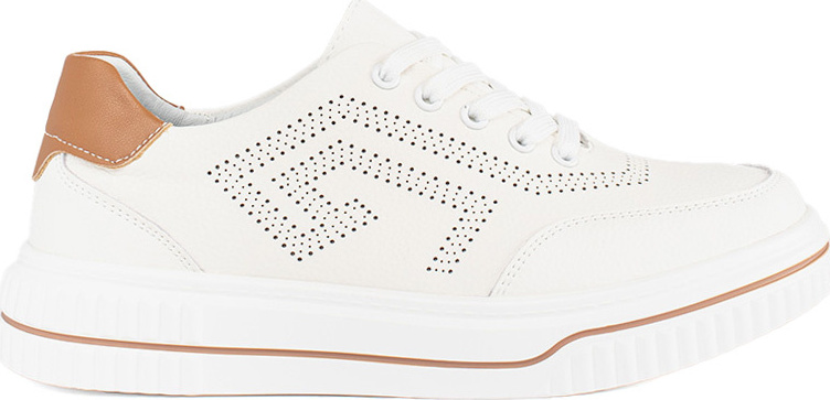 Biele kožené dierkované tenisky GD-SW4002W/BR Veľkosť: 36