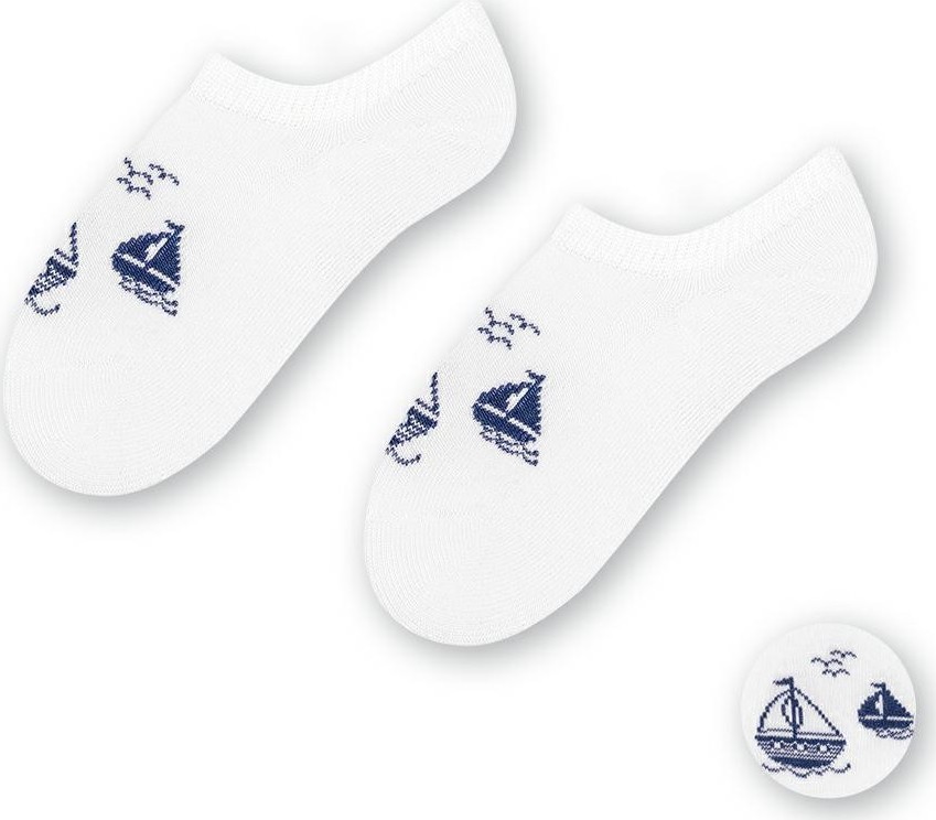 Biele bambusové ponožky s lodičkou Art.152 JW045, WHITE Veľkosť: 23/25