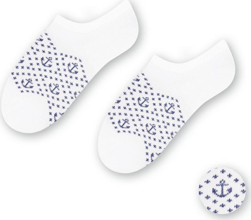 Biele detské bambusové ponožky s kotvičkami Art.152 JW050, WHITE Veľkosť: 20/22