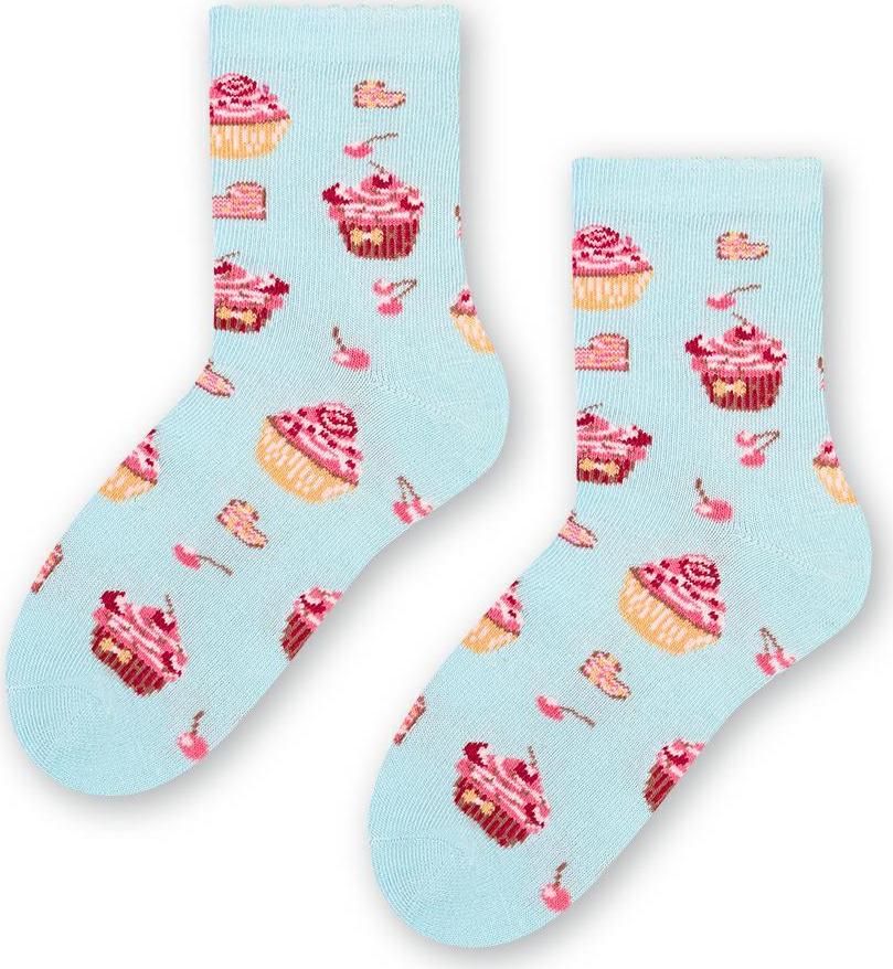 Mintové dievčenské ponožky s tortičkami Art.084 XA002, BLUE Veľkosť: 29/31